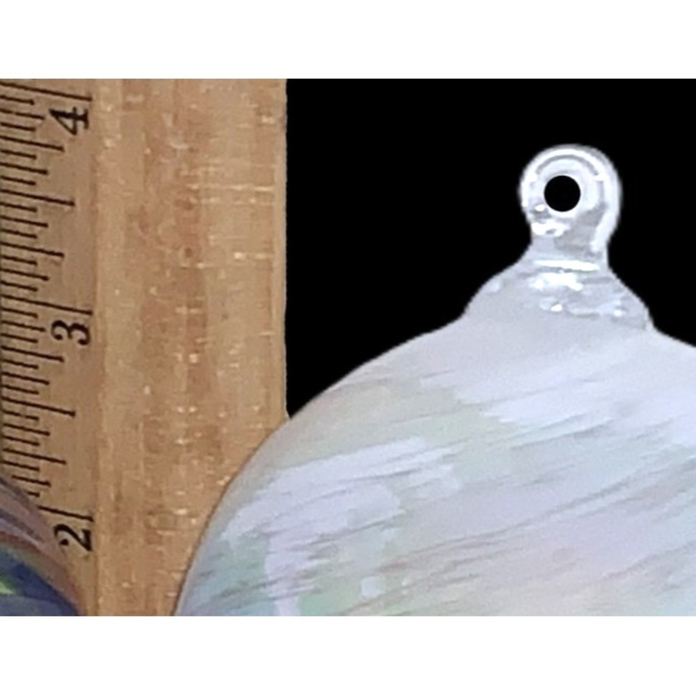 Dansk Blown Glass Spun Iridescent Pearl White Christmas Tree Ornament Ball 1980s - Picture 5 of 5